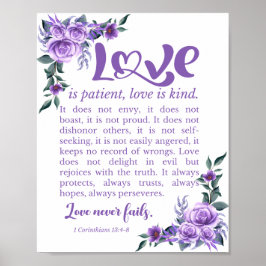 Poster 1 Corinthians 13:4-8 O amor é a púrpura da pacient