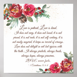 Poster 1 Corinthians 13:4-8 O amor é Rosas vermelhas do p