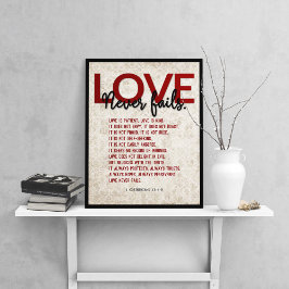 Poster 1 Corinthians 13:4-8 Verso da Bíblia, Vintage Dama
