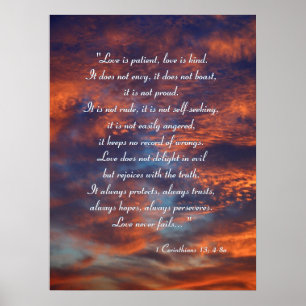 Poster 1 Corinthians 13; 4-8a inspirado