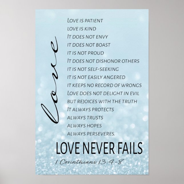 Poster 1 Corinthians 13 Amor é Bíblia Verso (Frente)
