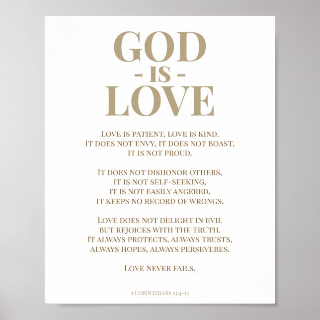 Poster 1 Corinthians 13 Bíblia de amor Muito Dourada Bran (Frente)
