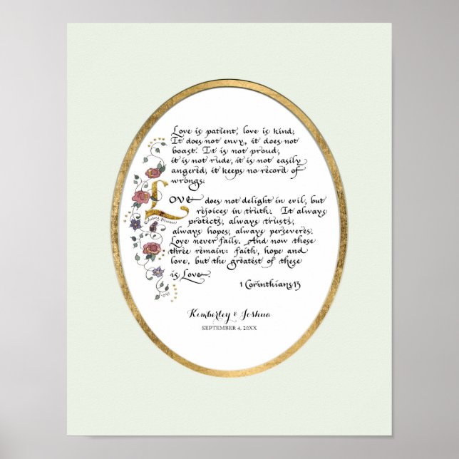 Póster 1 Corinthians 13, Love Chapter Christian Scripture (Frente)