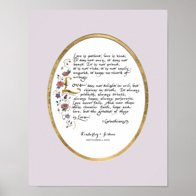 Póster 1 Corinthians 13, Love Chapter Christian Scripture (Frente)
