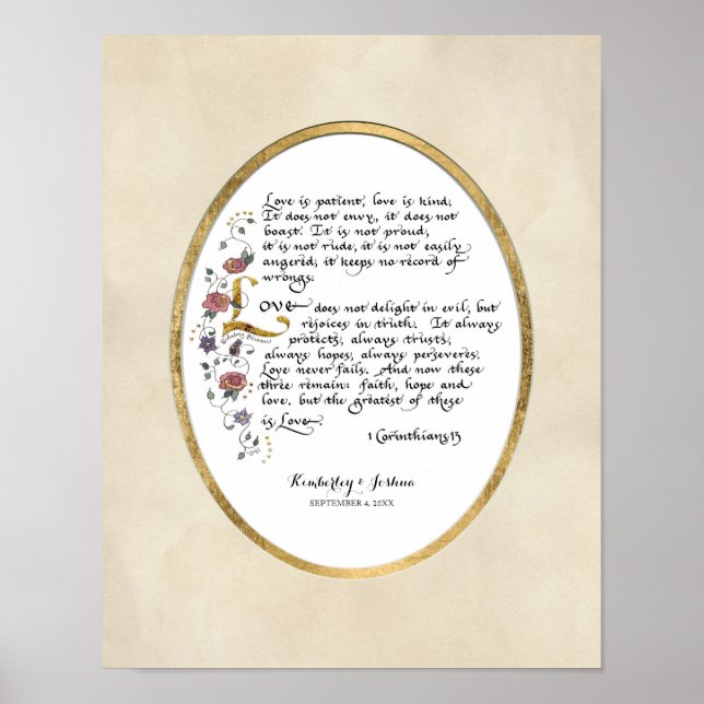 Poster 1 Corinthians 13, Love Chapter Christian Scripture (Frente)