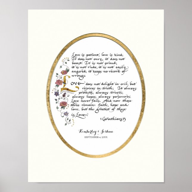 Póster 1 Corinthians 13, Love Chapter Christian Scripture (Frente)