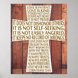 Poster 1 Corinthians 13 Love Chapter Cross Rustic Wood