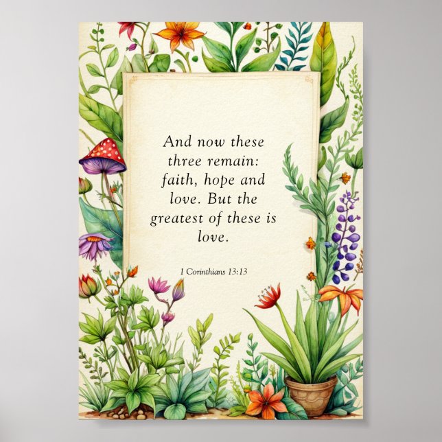Poster 1 Corintianos 13:13 Bíblia Cristã Verso (Frente)