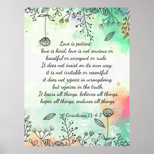 Poster 1 Corintianos 13: 4-7 (Frente)