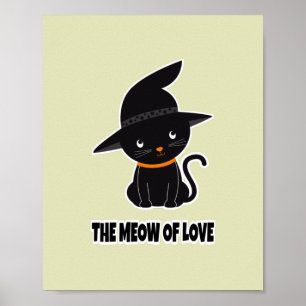 Poster 1.Gato preto bonito e bonito miado de amor