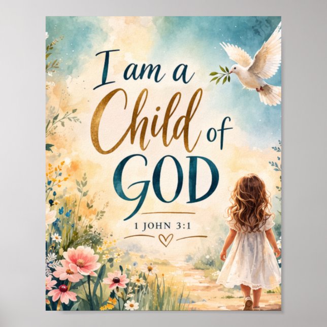 Poster 1 João 3:1 - Eu Sou uma Criança de Deus Cristã (Frente)