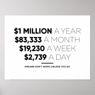 Poster 1 milhão por ano Citação Motivacional