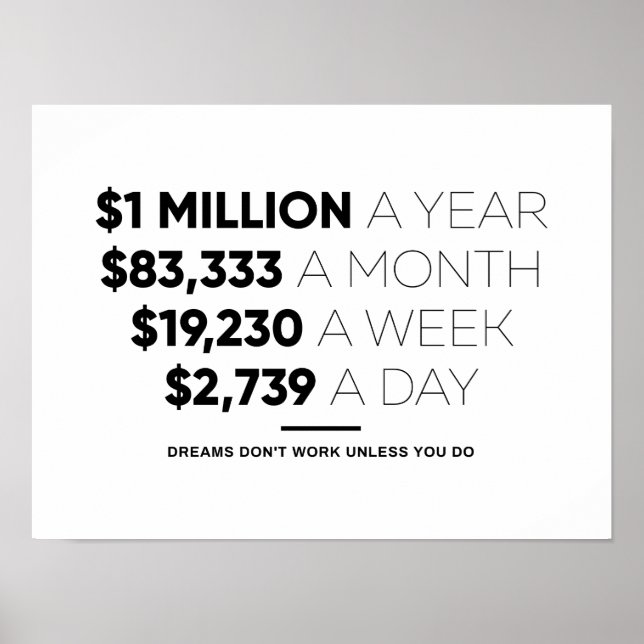 Poster 1 milhão por ano | Citação Motivacional (Frente)