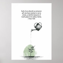 Poster 1 Pedro 4:10 Versículo Bíblico Arte de Parede Fé C