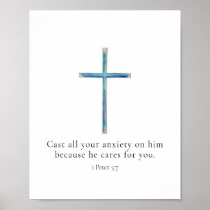 Poster 1 Pedro 5:7 Cruz Minimalista