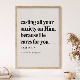 Poster 1 Peter 5:7, Bible Verse, DIGITAL Print, Modern Bi
