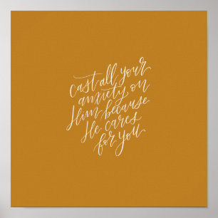 Poster 1 Peter 5:7, carta "jogue sua ansiedade nele"