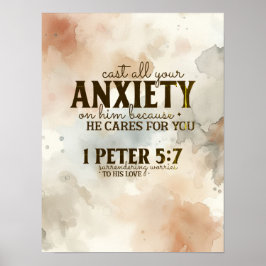 Poster 1 Peter 5:7 Caste a sua ansiedade na Bíblia dele V