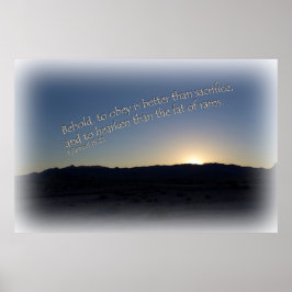 Póster 1 Samuel 15:22 Borda Branca Sunset