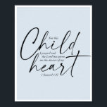 Poster 1 Samuel 1:27 Fontes duplas Fundo azul<br><div class="desc">Para esta Criança,  Rezei e o Senhor me deu os desejos do meu coração. -1 Samuel 1:27 Fontes duplas Fundo azul</div>