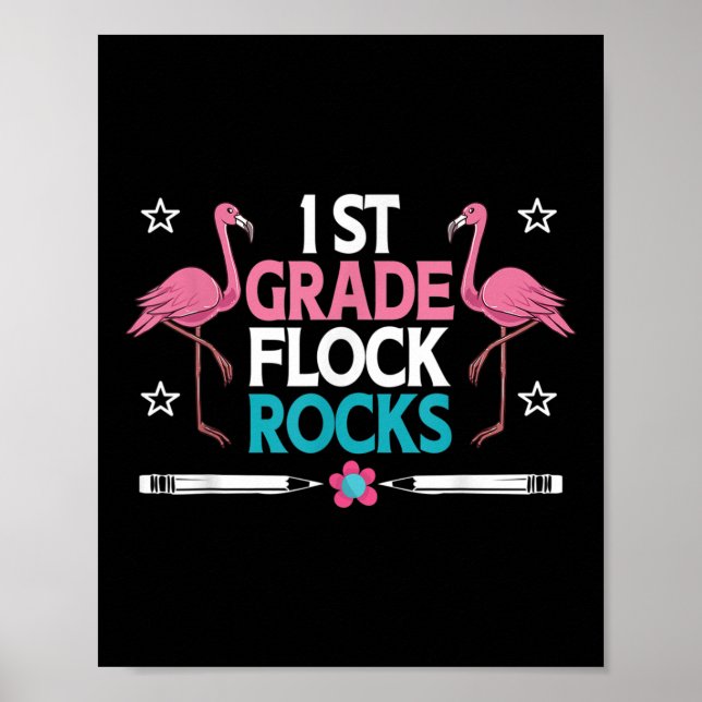 Poster 1rua Flock Rocks Flamingo Professora Criança (Frente)