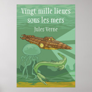 Póster 20000 mers sous dos les dos lieues - Jules Verne