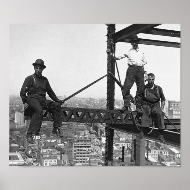 Poster 200 Pés Acima Do Solo - Construção De Arranha - (Frente)