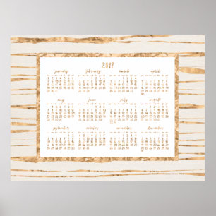 Poster 2017 anual do calendário da folha Dourado