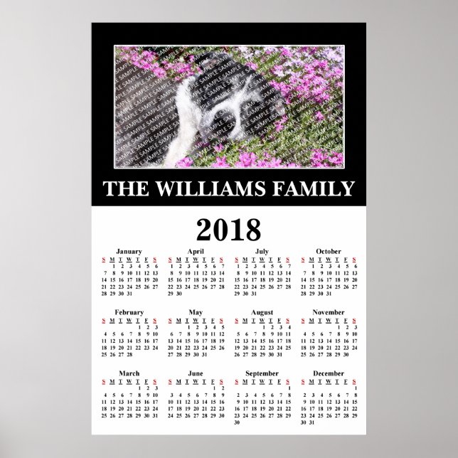 Poster 2018 Sua Foto Favorita de Calendário Personalizado (Frente)