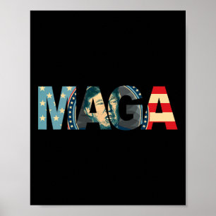 Poster 2020 Voted Maga American Flag Retro Vintage Gift