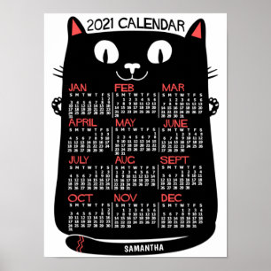 Poster 2021 Ano de Gato Preto do Século Médio do Calend