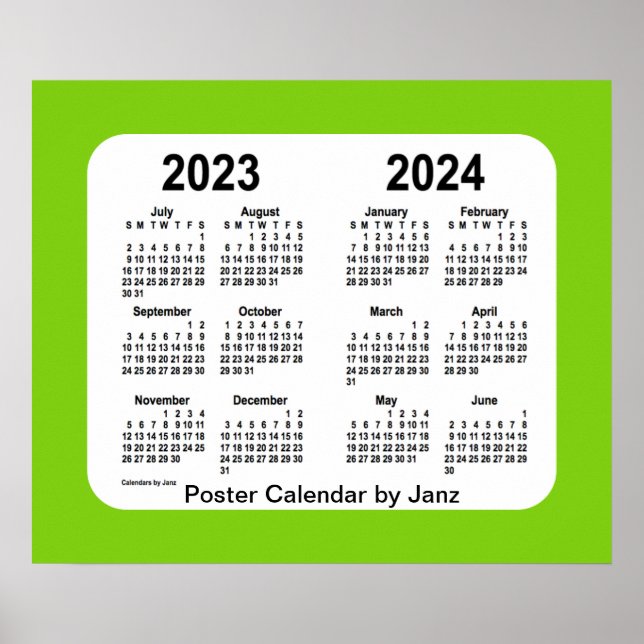 Poster 2023-2024 Calendário da Escola Amarelo-Verde de Ja (Frente)