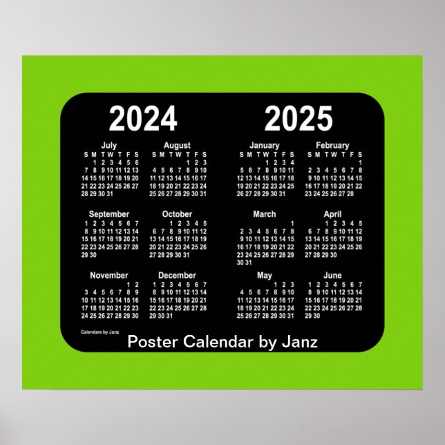 Poster 2024-2025 Calendário da Escola Neon Yellowgreen de (Frente)