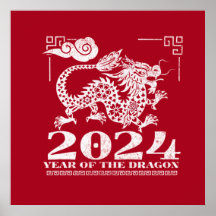 2024 Ano Zodíaco Vermelho Chinês do Dragão