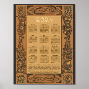 Poster 2024 Calendar Windsor Castle Grinling Gibbons Wood