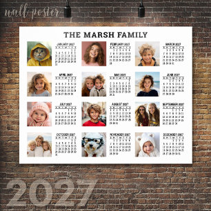 Poster 2024 Full Year View Calendar with 12 Photos