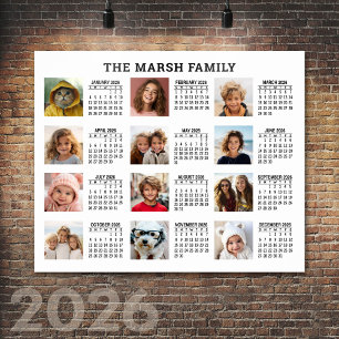 Poster 2024 Full Year View Calendar with 12 Photos