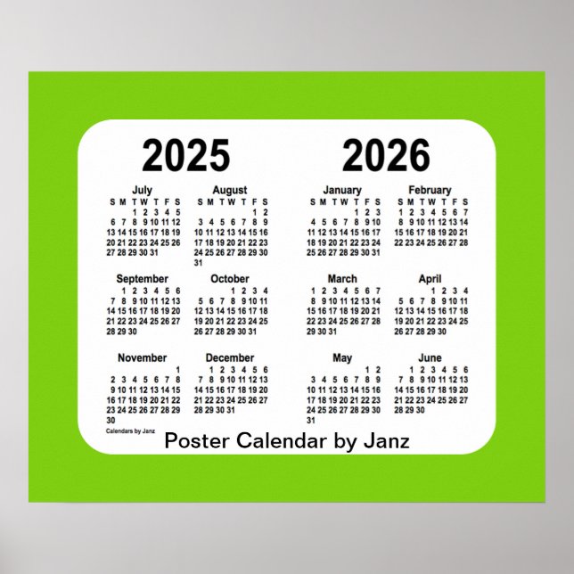 Poster 2025-2026 Calendário da Escola Amarelo-Verde de Ja (Frente)