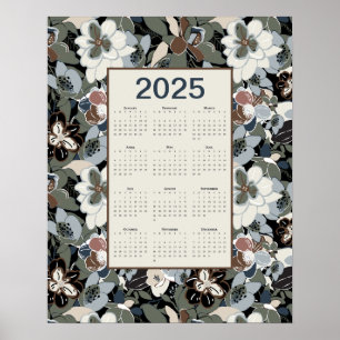 Poster 2025 Magnolia Calendário Floral