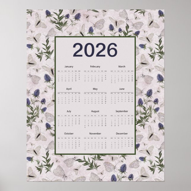 Poster 2026 Butterflies Thistle Wall Calendar (Frente)