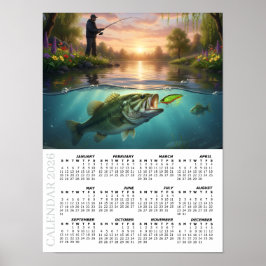 Poster 2026 Calendar, Bass Fishing, Spring River / Fish