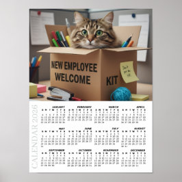 Poster 2026 Calendar, HR / New Employee - Office Fun Cats