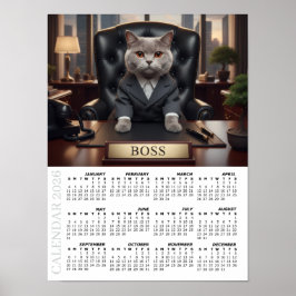 Poster 2026 Calendar, The Boss - Office Fun Cats / Large