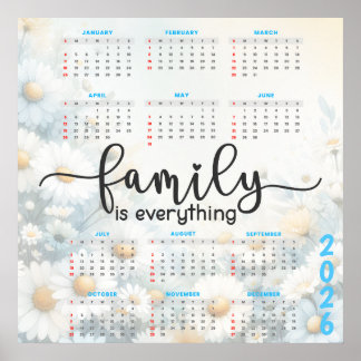 Poster 2026 Floral Calendar with Quote