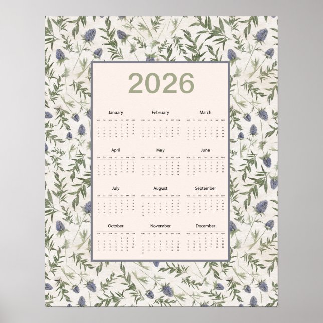Poster 2026 Full Year Calendar Thistle (Frente)
