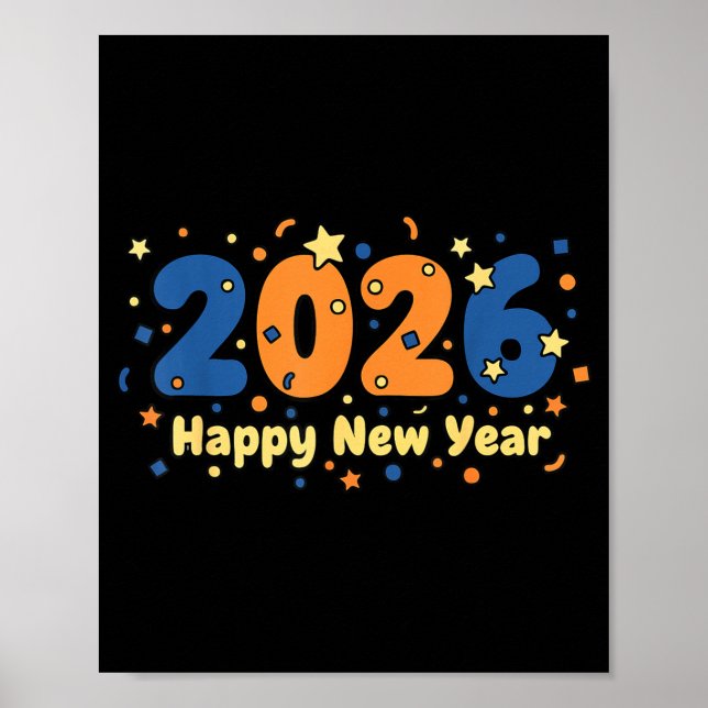 Poster 2026 Happy New Year Fireworks Celebration  (Frente)
