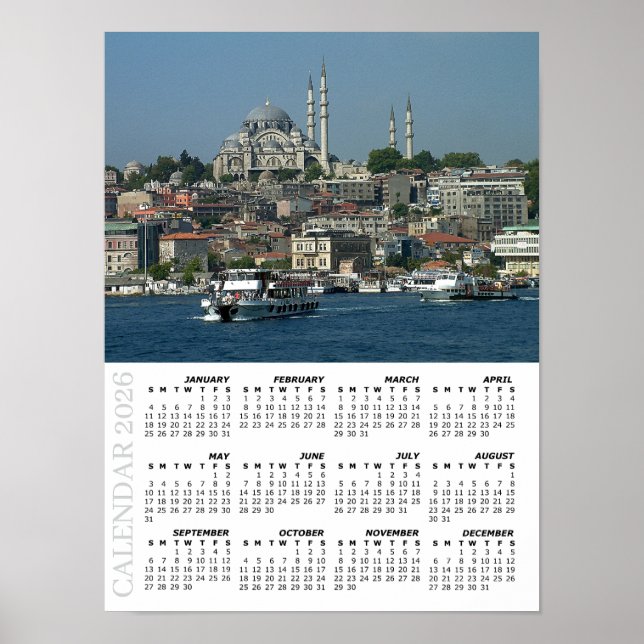 Poster 2026 Istanbul Calendar, Sultan Ahmed, Turkey (Frente)