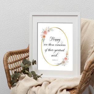 Poster 2026 JW Year Texto Matthew 5:3 com Rosas