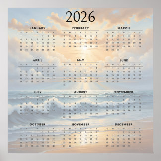 Poster 2026 Ocean-Inspired Full-Year Calendar 