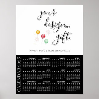 Poster 2026 Photo Calendar Template, Large / Black